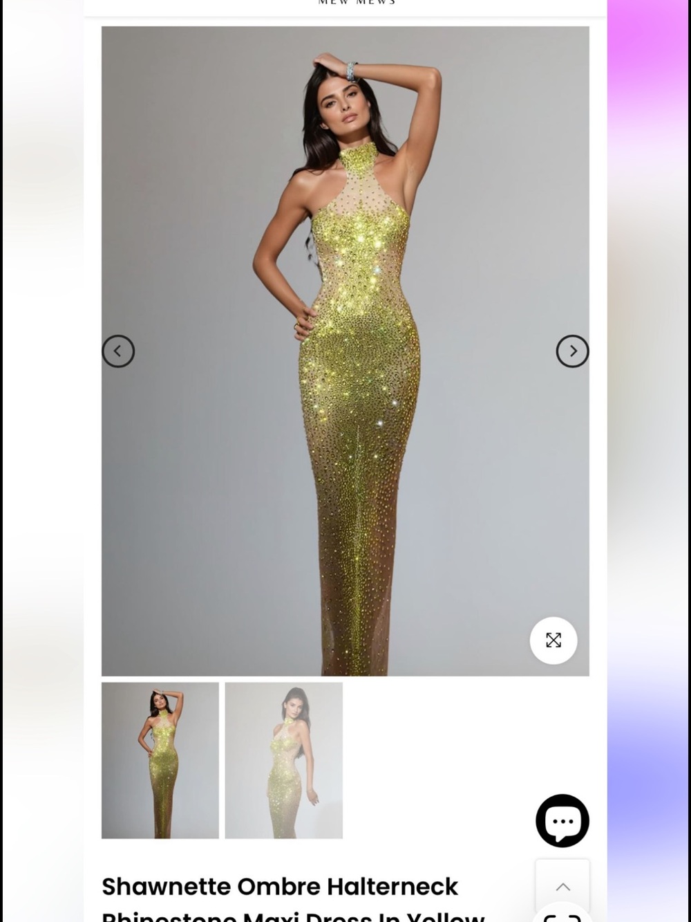 Ombre Halterneck Rhinestone Maxi Dress in Yellow